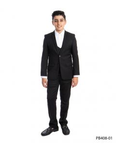 Perry Ellis Boy's 4 Piece Suit with White Shirt - U Shaped Vest