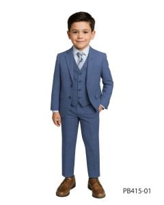 Perry Ellis Boy's 3 Piece Suit - Glen Plaid Pattern