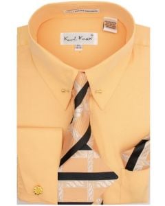 Karl Knox Men's French Cuff Shirt Set - Two Tone Tie