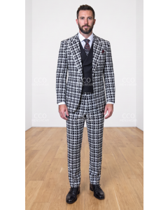 Black/White Wool Suit 3 Piece Suit Mens Suits