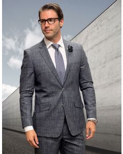Statement Men's Outlet 100% Wool 2 Piece Suit - Electric Plaid