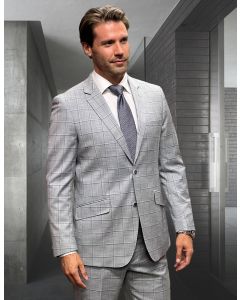 Statement Men's 100% Wool 2 Piece Suit - Classic Windowpane