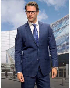 Statement Men's Outlet 100% Wool 2 Piece Suit - Textured Windowpane