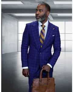 Cobalt Suit Mens 2 Piece Suits Wide Peak Lapel Suit Mens Suits