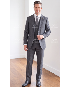 Charcoal Suit Three Piece Plaid Suits for Men