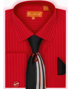 Karl Knox Men's French Cuff Fashion Shirt Set - Subtle Stripe