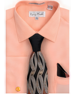 Karl Knox Men's French Cuff Fashion Shirt Set - Printed Tie and Handkerchief
