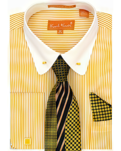 Karl Knox Men's French Cuff Shirt Set - Stripe Pattern
