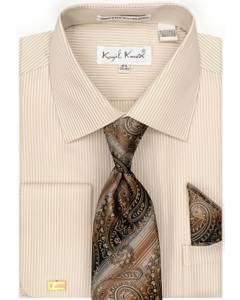 Karl Knox Men's French Cuff Fashion Shirt Set - Bold Jacquard Tie