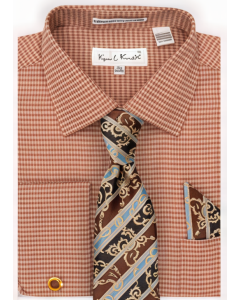 Karl Knox Men's French Cuff Fashion Shirt Set - Checker