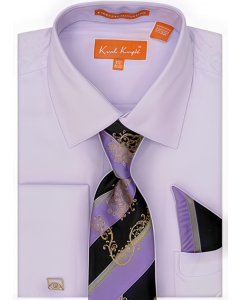 Karl Knox Men's French Cuff Fashion Shirt Set - Striped Tie