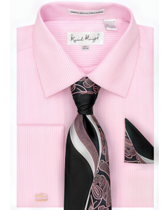 Karl Knox Men's French Cuff Fashion Shirt Set - Tone on Tone Stripe