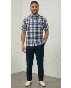 Marine Paid Shirt Leisure Suit for Men Button Up Shirt