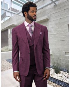 Statement Men's 100% Wool 3 Piece Suit - Light Texture