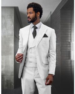 Statement Men's Outlet 100% Wool 3 Piece Suit - Light Texture