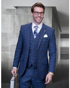 Statement Men's 3 Piece 100% Wool Fashion Suit - Triple Tone Plaid
