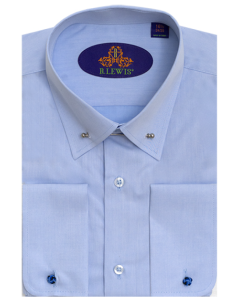 Light Blue Dress Shirt for Men Collar Bar French Cuff Shirts