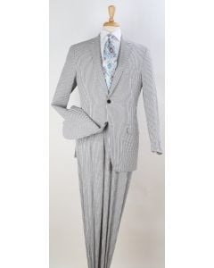 Royal Diamond Men's 2 Piece Seersucker Suit - Flat Front Pants