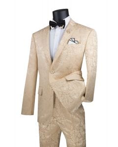 Vinci Men's Outlet 2 Piece Slim Fit Suit - Stylish Accented Patterns