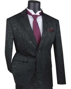 Vinci Men's Outlet 2 Piece Slim Fit Suit - Stylish Accented Patterns