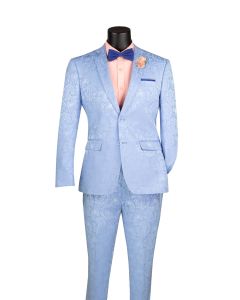 Light Blue Slim Fit Suit Notch Lapels Mens Suits