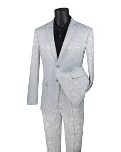 CCO Men's Outlet 2 Piece Slim Fit Suit - Stylish Accented Patterns