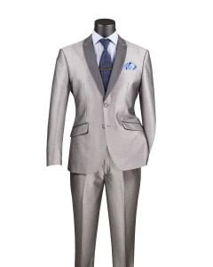 CCO Men's 2pc Sharkskin Slim Fit Outlet Suit - Shawl Collar