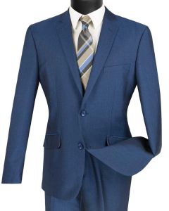 Vinci Men's 2 Piece Slim Fit Outlet Suit - Textured Weave