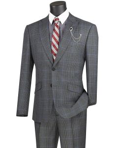 Vinci Men's Outlet 2 Piece Slim Fit Suit - Accented Windowpane