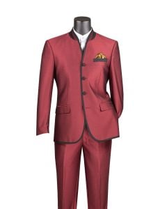 Vinci Men's 2 Piece Slim Fit Nehru Suit - Sharkskin
