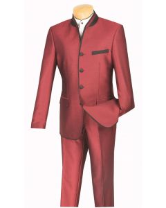 CCO Men's 2 Piece Slim Fit Nehru Outlet Suit - Sharkskin