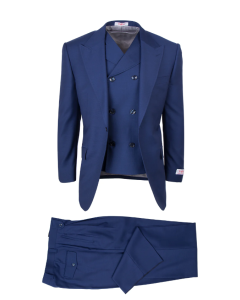 Tiglio Rosso Men's 3 Piece 100% Wool Suit - Double Breasted Vest