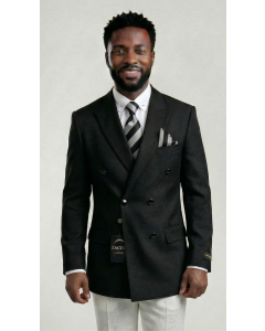 Black Blazer Double Breasted Jacket with Peak Lapel