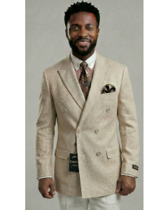 CCO Men's Outlet Fashion Double Breasted Sport Coat - Hopsack Blazer