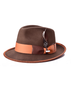 Steven Land Men's 100% Wool Fedora Hat - Accented Trim