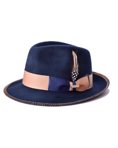 Steven Land Men's 100% Wool Fedora Hat - Accented Trim