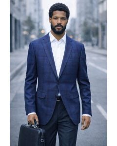 Indigo Blazer Mens Plaid Jacket