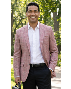 Dusty Rose Mens Blazer Plaid Sport Coat