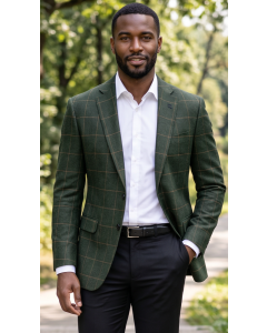 Hunter Green Plaid Blazers Mens Jackets