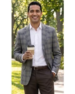 Statement Men's Outlet 100% Wool Modern Fit Sport Coat - Sharp Plaid