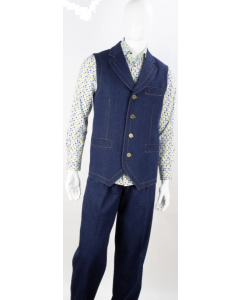 Royal Diamond Men's Outlet 2 Piece Denim Walking Suit - Vest Set