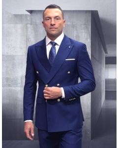 Statement Men's 100% Wool 2 Piece Suit - Wide Peak Lapel