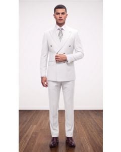 White Suit Double Breasted Mens Suit Jacket
