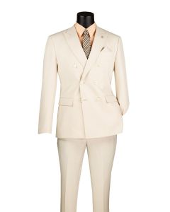 CCO Men's Outlet 2 Piece Slim Fit Double Breasted Suit - Solid Color