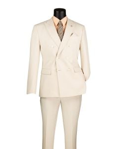 Vinci Men's 2 Piece Slim Fit Double Breasted Suit - Solid Color