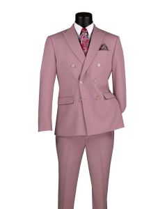 CCO Men's Outlet 2 Piece Slim Fit Double Breasted Suit - Solid Color