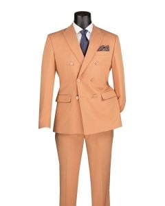 CCO Men's Outlet 2 Piece Slim Fit Double Breasted Suit - Solid Color