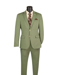 Light Olive Suit Suits Slim Fit Suit Cinchable Waistband