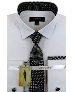 Statement Men's Outlet Long Sleeve 100% Cotton Shirt - Fashion Polka Dot