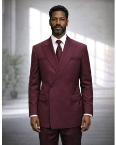 Statement Men's Outlet 2 Piece Modern Fit Double Breasted Suit - Sleek Finish